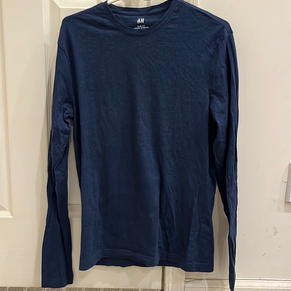 Blue long sleeve shirt. Size medium slim fit